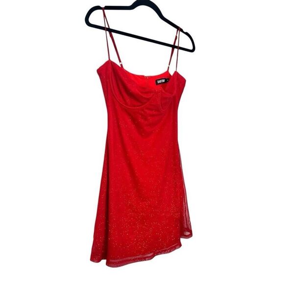 Baby Boo Sweetheart Neck Sleeveless Mini Fit & Flare Dress Glittery Red Size XL - Picture 3 of 5